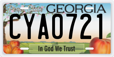 GA license plate CYA0721