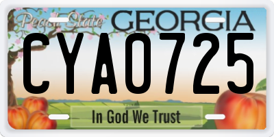 GA license plate CYA0725