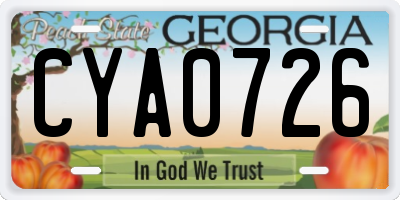 GA license plate CYA0726