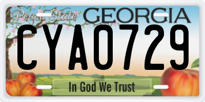 GA license plate CYA0729