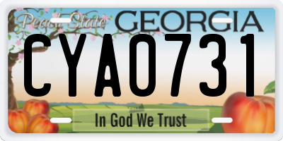 GA license plate CYA0731