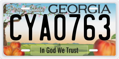 GA license plate CYA0763