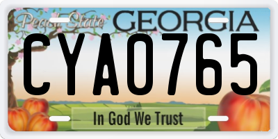 GA license plate CYA0765