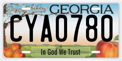 GA license plate CYA0780