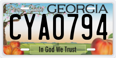 GA license plate CYA0794