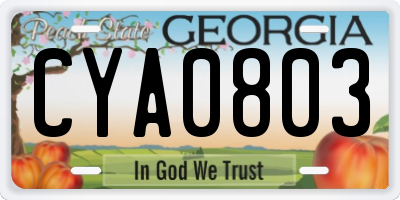 GA license plate CYA0803