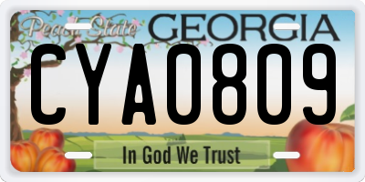 GA license plate CYA0809