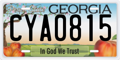 GA license plate CYA0815