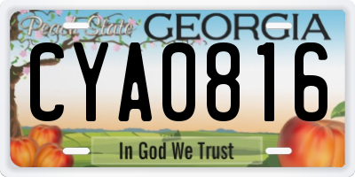 GA license plate CYA0816