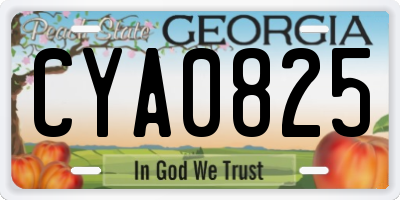 GA license plate CYA0825