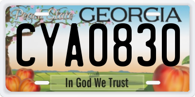 GA license plate CYA0830