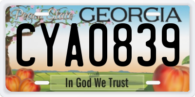 GA license plate CYA0839