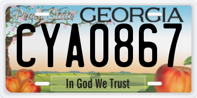 GA license plate CYA0867