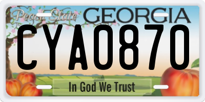 GA license plate CYA0870