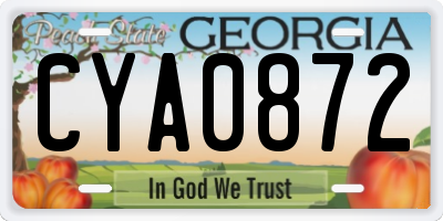 GA license plate CYA0872