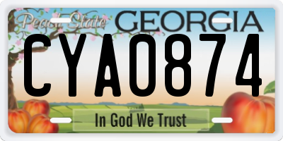 GA license plate CYA0874