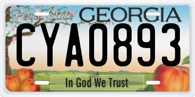 GA license plate CYA0893