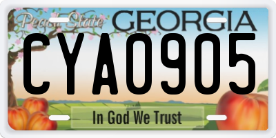 GA license plate CYA0905