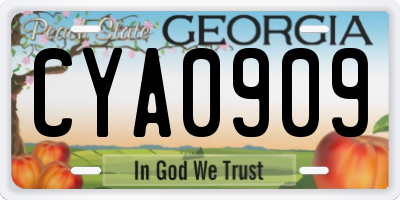 GA license plate CYA0909