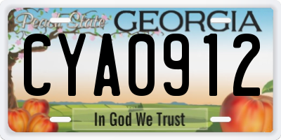 GA license plate CYA0912
