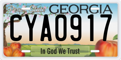 GA license plate CYA0917
