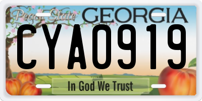 GA license plate CYA0919