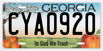 GA license plate CYA0920