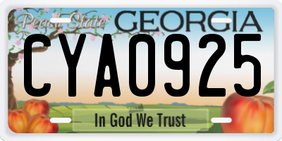 GA license plate CYA0925