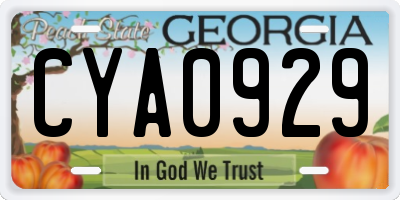 GA license plate CYA0929