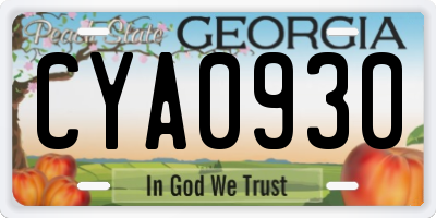 GA license plate CYA0930