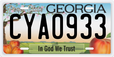 GA license plate CYA0933