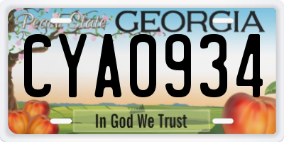 GA license plate CYA0934