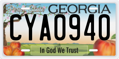 GA license plate CYA0940