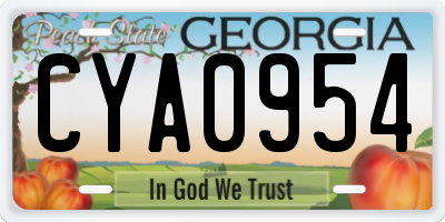 GA license plate CYA0954
