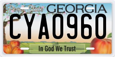 GA license plate CYA0960