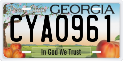 GA license plate CYA0961