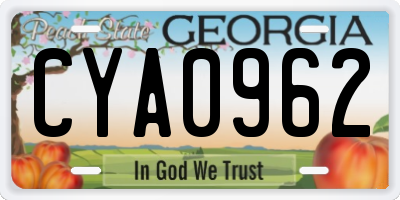 GA license plate CYA0962
