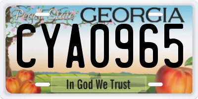 GA license plate CYA0965