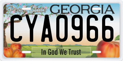 GA license plate CYA0966