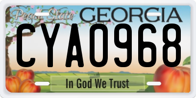 GA license plate CYA0968