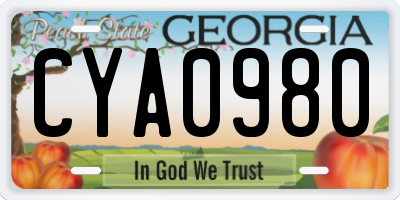 GA license plate CYA0980