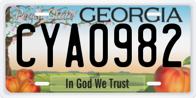 GA license plate CYA0982