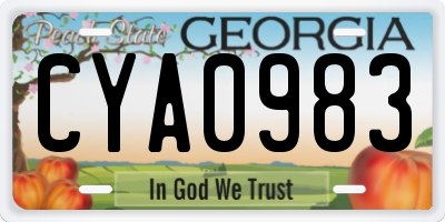 GA license plate CYA0983