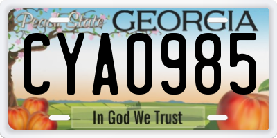 GA license plate CYA0985