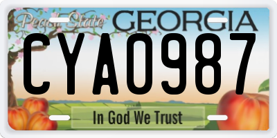 GA license plate CYA0987