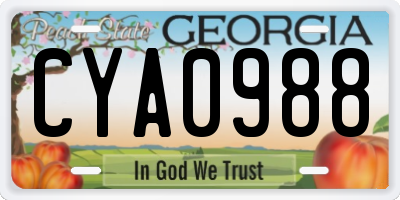 GA license plate CYA0988