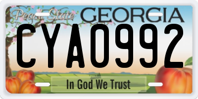 GA license plate CYA0992
