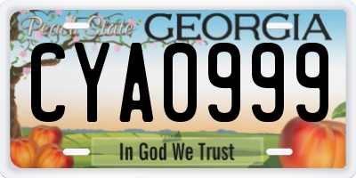 GA license plate CYA0999
