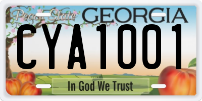 GA license plate CYA1001