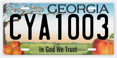 GA license plate CYA1003